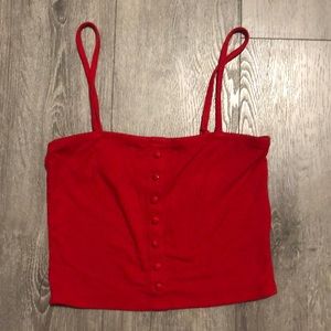 Red crop top with buttons